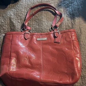 Coach Coral Embossed Leather Tote